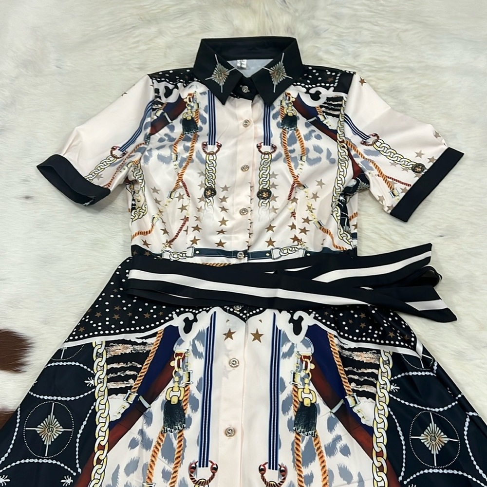 Elegant Printed Shirt Dress - Picture 5 of 10
